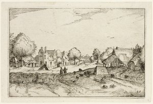 Village Road, plate twenty after Pictures of Farms, Country Houses and Rustic Villages by Claes Jansz. Visscher II