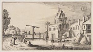 Village on a River, from Landscapes (Playsante Lantschappen) by Claes Jansz. Visscher II