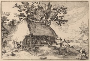 A Barn by Claes Jansz Visscher after Abraham Bloemaert after Boëtius Adams Bolswert