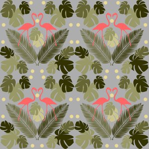 Flamingo and Palms by Claire Huntley