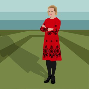 Portrait of Lucy Worsley, English Historian, Author, Joint Chief Curator at Historic Royal Palaces, and Television Presenter