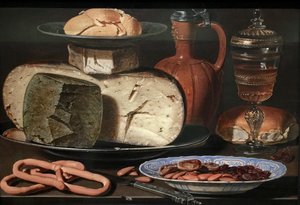 Still Life with Cheeses, Almonds and Pretzels