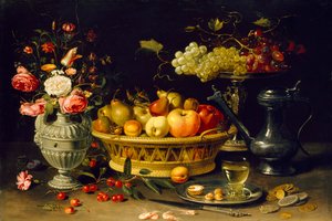 Still Life of Fruit and Flowers by Clara Peeters