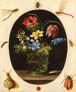 Still Life with Flowers Surrounded by Insects and a Snail