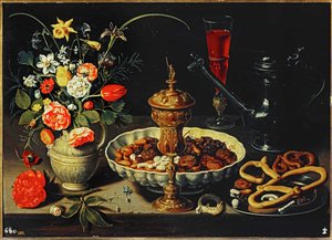 Table with Pitcher, Flowers, Dried Fruit