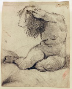 Seated Female Nude with Raised Hands by Clara Siewert