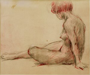 Seated Female Nude Facing Left by Clara Siewert