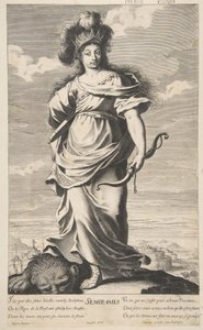 Semiramis from Les Sept Merveilles du Monde, c.1639-40 (etching & engraving) by Claude (after) Vignon