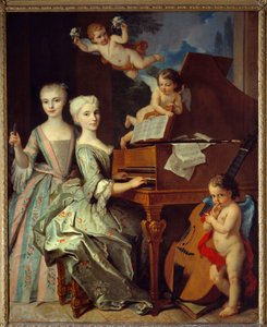 Adelaide de Gueidan and his sister at the harpsichord