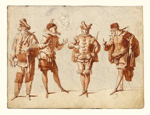 Four Figures in Theatrical Costume by Claude Gillot