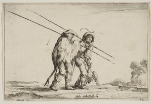 Plate 13: Two Pikemen Walking Towards the Right, 1642 by Claude Goyrand