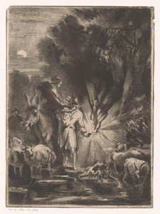 Nocturnal Landscape with Shepherd and Shepherdess by a Stream