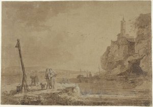 Small Harbor Beneath Cliffs by Claude Joseph Vernet