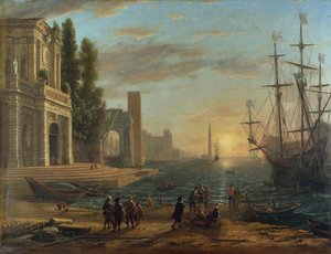 A Seaport. Painting by Claude Lorrain, 1644