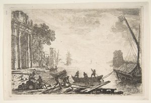 Harbor Scene with Rising Sun by Claude Lorrain