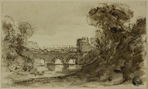 Italianate River Landscape with Bridge with Tower