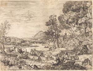 Shepherd and Shepherdess Conversing in a Landscape by Claude Lorrain