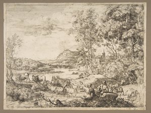 Shepherd and Shepherdess Conversing in a Landscape by Claude Lorrain