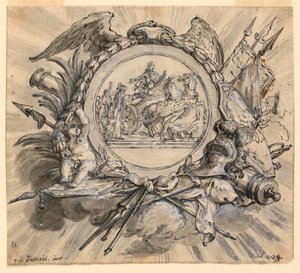Cartouche with Attributions of War by Claude Louis Desrais