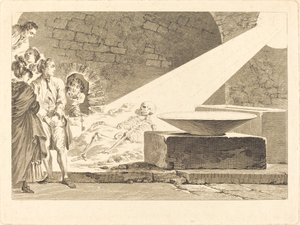 Fragonard and Bergeret with Their Wives Visiting a Tomb in Pompeii by Claude Mathieu Fessard after Jean Honoré Fragonard