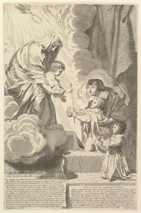 Anne of Austria with the Young Louis XIV and Monsieur before the Virgin and Child by Claude Mellan