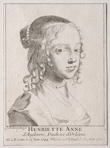 Henriette-Marie of England, Duchess of Orleans by Claude Mellan