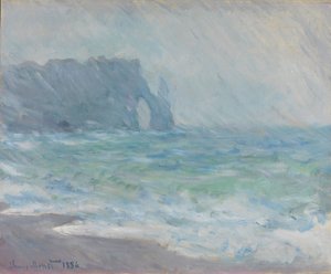 Étretat in the Rain by Claude Monet