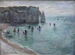 Étretat, the Aval Gate: Fishing Boats Leaving the Port by Claude Monet