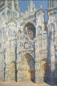 Rouen Cathedral, the portal and the tower Saint Romain, full sun effect, blue harmony and gold by Claude Monet