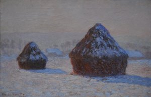 Wheatstacks, Snow Effect, Morning by Claude Monet