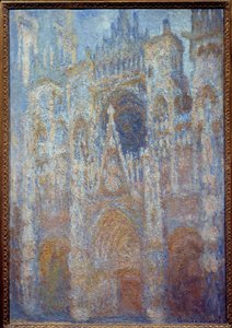 The Portal of Rouen Cathedral, morning sunlight, harmony in blue (1893) by Claude Monet