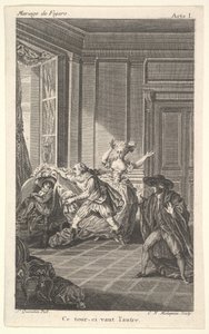 A Man Curled Up in a Chair Looks Toward Another Man Who Approaches Him from the Left, ca. 1784
