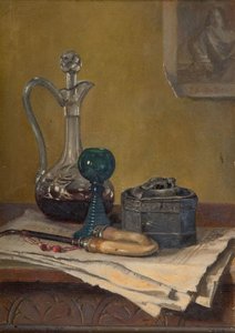 Still Life of Newspaper, Pipe, Decanter and Jar, 1887