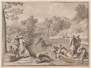 August: Fishing, c.1700 by Claude Simpol