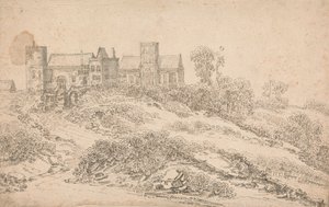 A Tudor Manor House and Church by Claude de Jongh