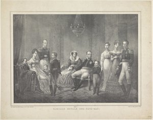 Family Portrait of William I Frederick, King of the Netherlands, Wilhelmina of Prussia, Their Sons with Wives, Their Daughter and Four Grandchildren