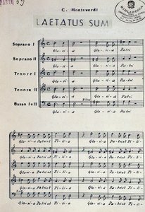 Musical Score of Dixit Dominus by Monteverdi