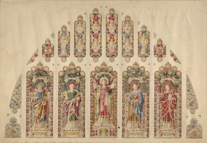 Design for a Multi-paned Stained-glass Window, Church of the Divine Paternity, New York, ca.1898 by Clayton and Bell