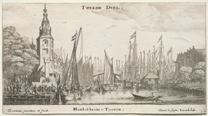 Various Ships and Views of Amsterdam, Part II: Canal near Amsterdam and Tower of Monkel by Clement de Jonghe