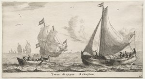 Various Ships and Views of Amsterdam, Part II: Two Pier Boats by Clement de Jonghe