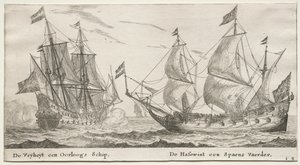 Various Ships and Views of Amsterdam (Verscheÿde Schepen en Gesichten van Amstelredam), Part II: The Freedom, a Man-of-War. The Wolf Hound, a Spanish Vessel by Clement de Jonghe