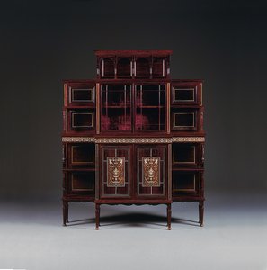 An ivory inlaid rosewood-veneered cabinet by Collinson and Lock