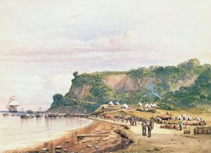 Landing of the British and French Troops at Varua on the Black Sea from H.M.S. Bellerophon, 17th July 1854 in the Crimean War by Colonel Ben Hallewell