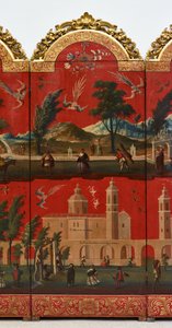 Biombo with Views of Mexico City by Colonial Spanish