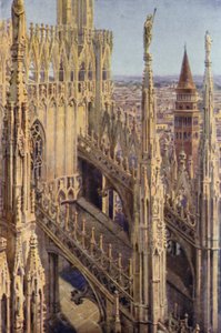 A Wing of the Duomo and the Tower of St Gottardo, Milan by Commendator Formilli
