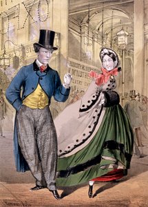 A Lady and a Gentleman by the Entrance to the Oxford Music Hall, Oxford St, Westminster by Concanen and Lee