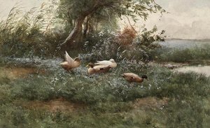 Ducks by a Pond by Constant Artz