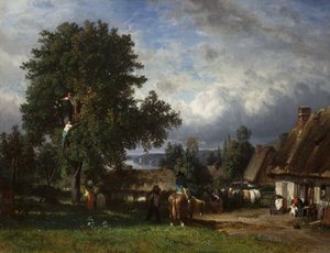 Apple Harvest in Normandy, 1835-65 by Constant Emile Troyon