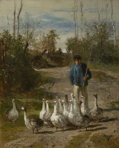 The Gooseherd by Constant Emile Troyon