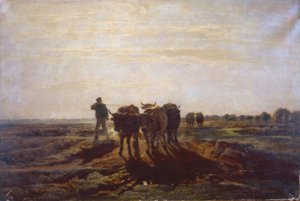 Flat Landscape with Oxen by Constant Troyon